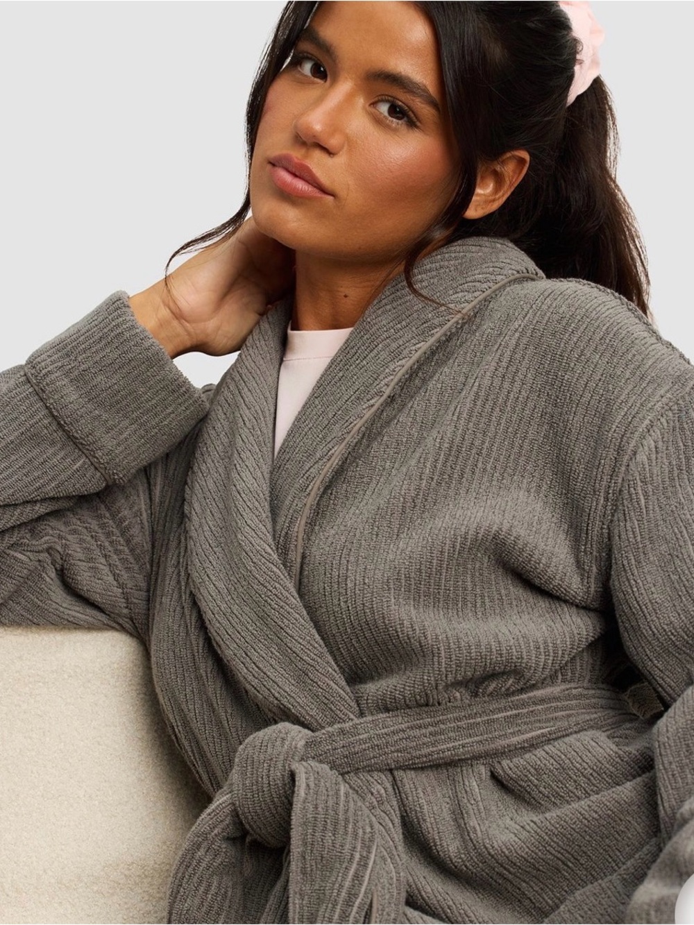 Cozy Earth Ribbed Terry Bath Robe (M) - Picture 4 of 6